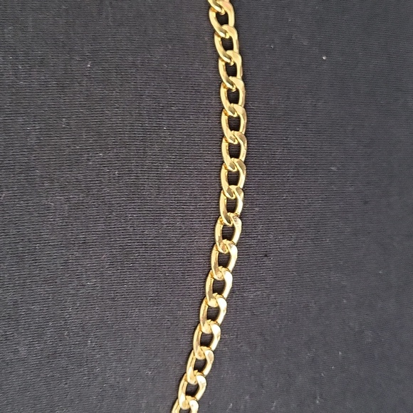 Vintage 3/8 " Women's Gold Tone Chain Belt 36"  End to End Cuban Chain Unsigned - Picture 2 of 8